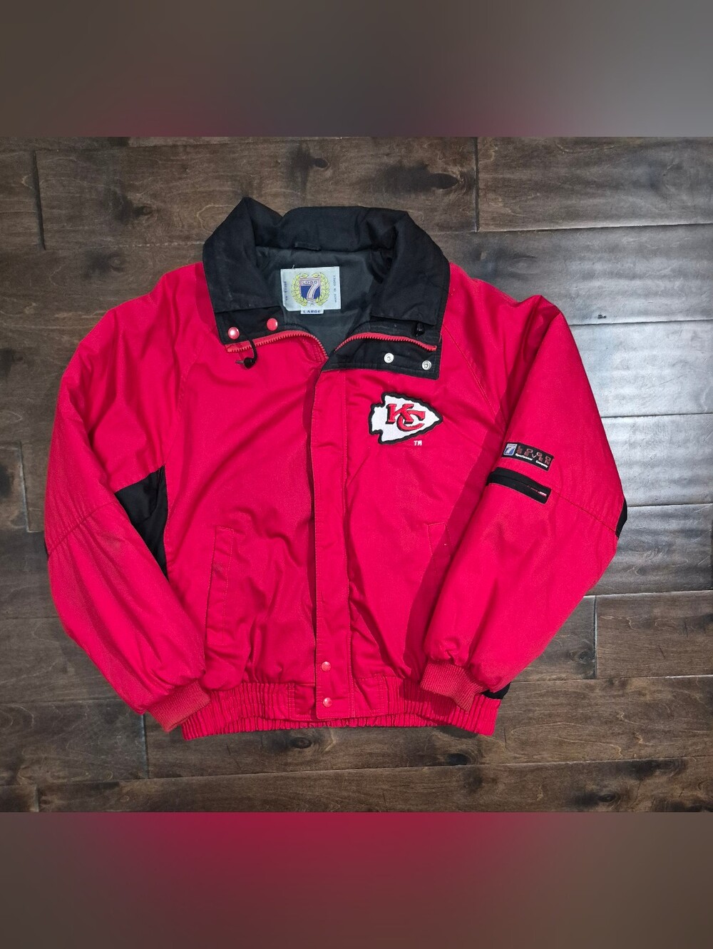 Kansas City Chiefs Vintage Red Bomber Jacket Coat Zip Puffer